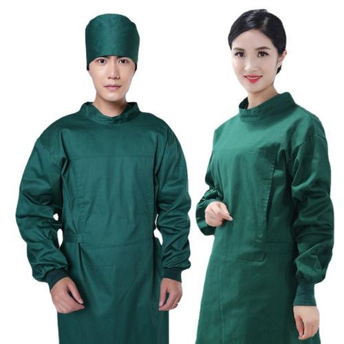 厂家销售手术室反穿式半包全包式墨绿手术衣全棉男女洗手衣隔离衣